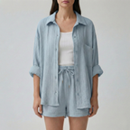 Conjunto Feminino Shorts | Blusa Oversized Alta Cintura | Relaxado