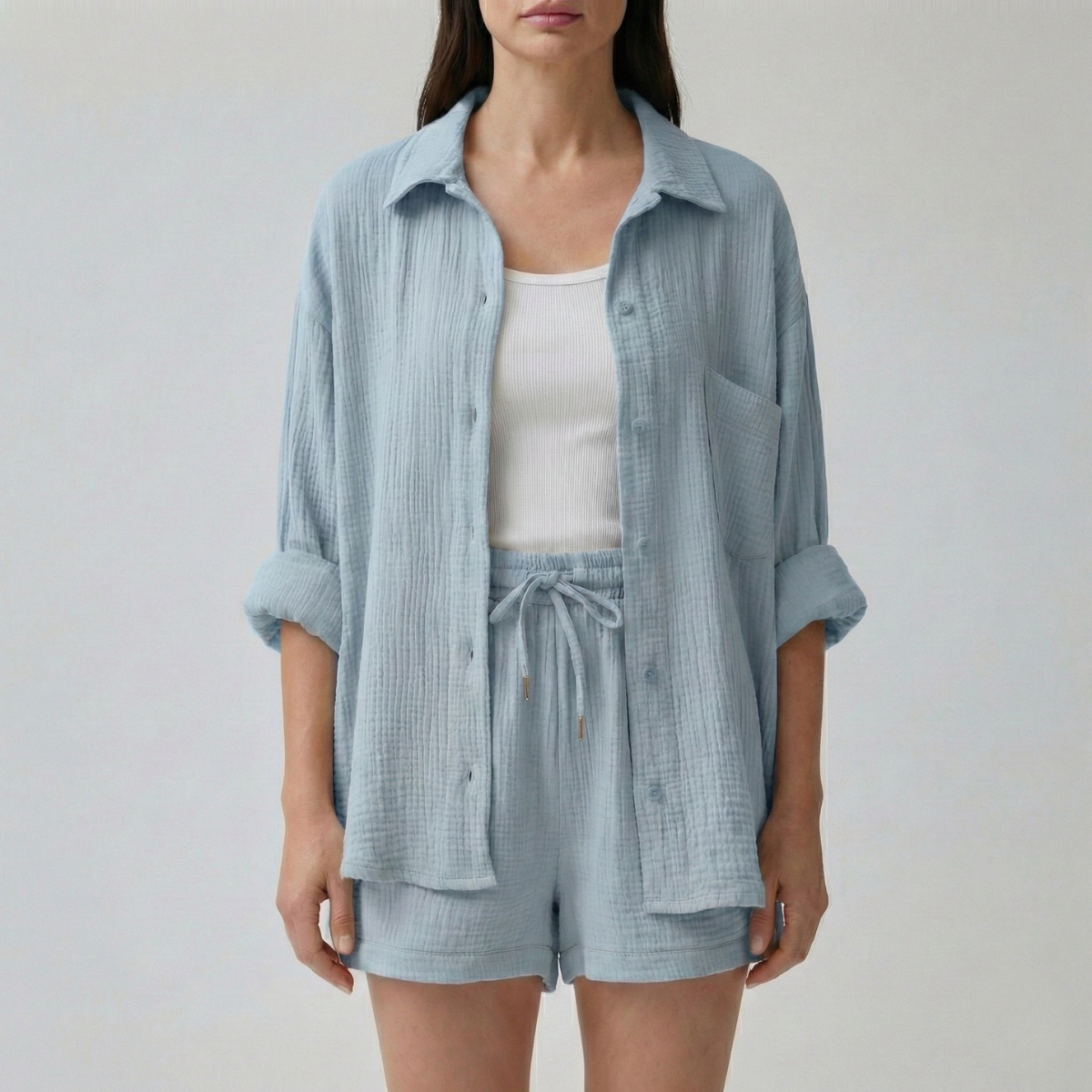 Conjunto Feminino Shorts | Blusa Oversized Alta Cintura | Relaxado