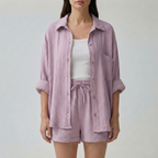 Conjunto Feminino Shorts | Blusa Oversized Alta Cintura | Relaxado