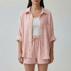 Conjunto Feminino Shorts | Blusa Oversized Alta Cintura | Relaxado