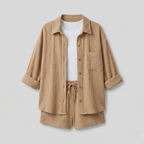 Conjunto Feminino Shorts | Blusa Oversized Alta Cintura | Relaxado