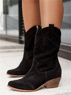 Noor | Botas Cowboy Femininas Cano Curto Recortes Decorativos