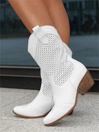 Noor | Botas Cowboy Femininas Cano Curto Recortes Decorativos