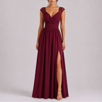 Leah | Vestido Longo Formal Renda nos Ombros