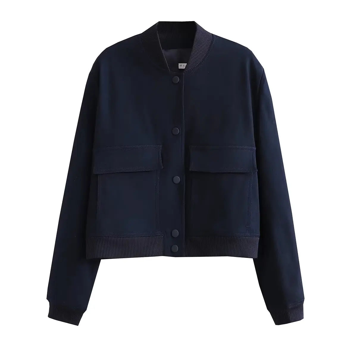 Jaqueta Bomber Feminina | Decote em V, Mangas Longas | Bolsos Práticos