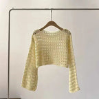Blusa Tricô Croché | Manga Longa, Cobertura Praia Boho