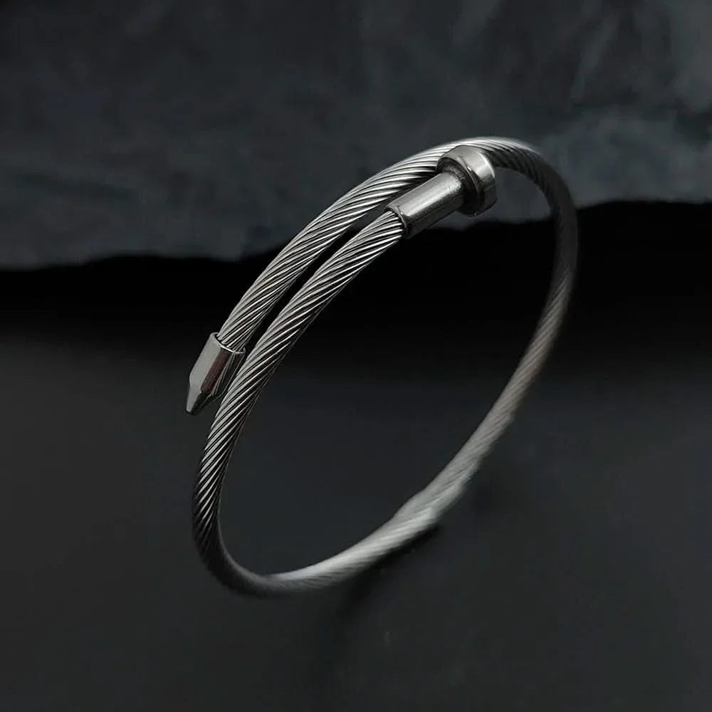Sage | Pulseira Aço Inoxidável Ajustável Design Prego