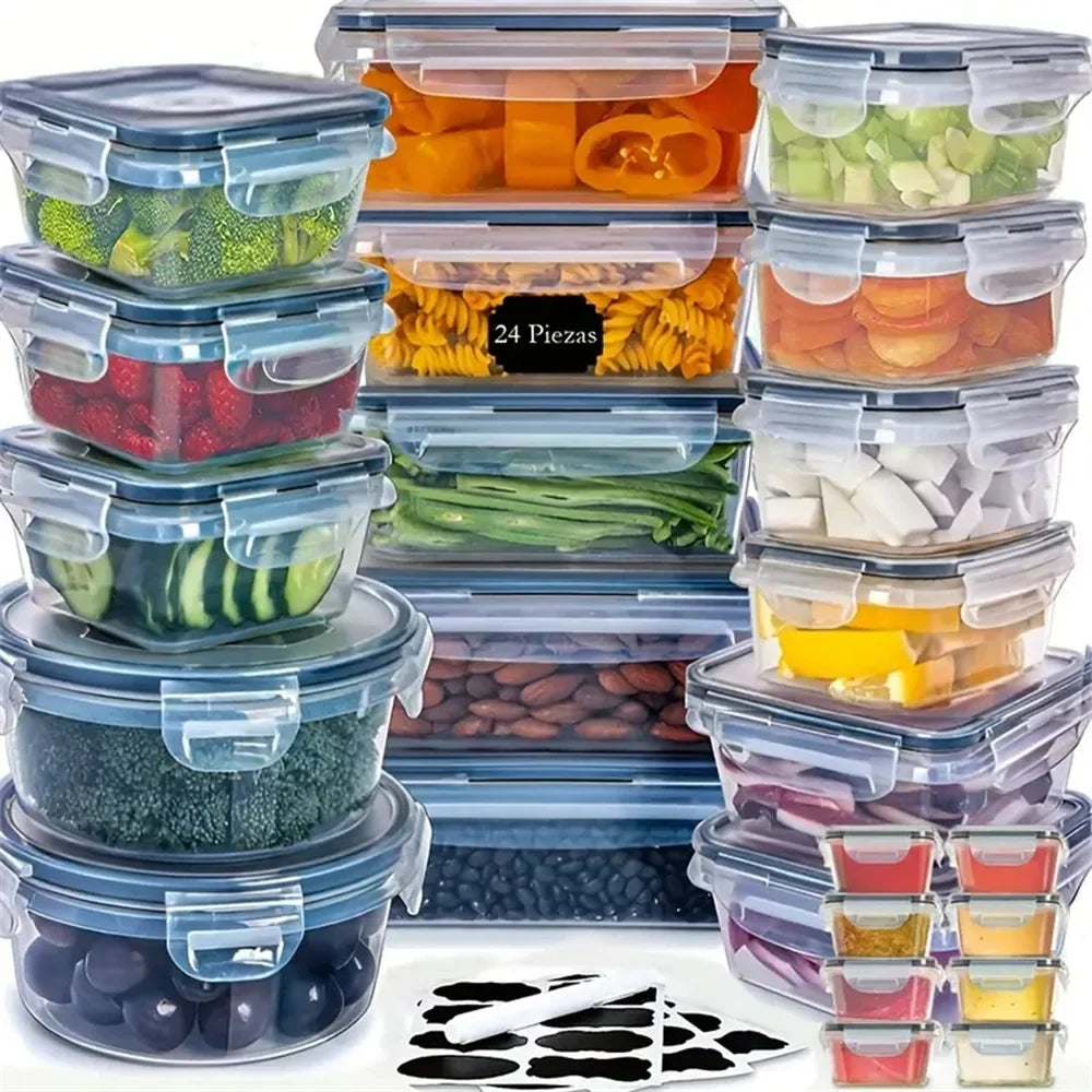 Ximena | Conjunto de Recipientes Alimentares | 12 Peças, Sem BPA, Herméticos | Organização de Cozinha