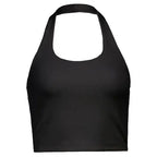 Blusa Cropped Canelada | Gola Halter sem Mangas | Y2K