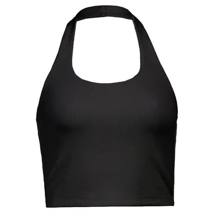 Blusa Cropped Canelada | Gola Halter sem Mangas | Y2K