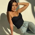 Blusa Cropped | Topo Corset Feminino Sem Alças, Cintilante Ajustado
