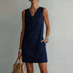 Ottoline | Vestido Mini Feminino Decote Drapeado