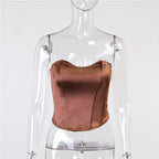 Blusa Cropped | Topo Corset Feminino Sem Alças, Cintilante Ajustado
