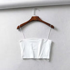 Blusa Curta Feminina | Regata Sem Mangas Elástica de Algodão
