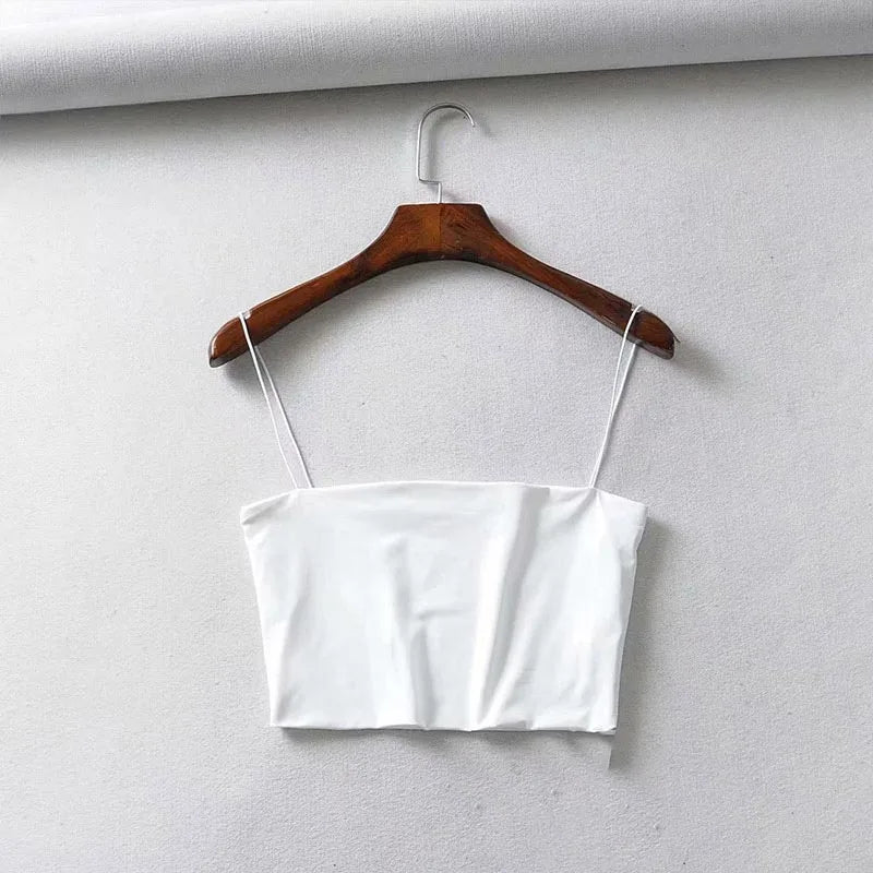 Blusa Curta Feminina | Regata Sem Mangas Elástica de Algodão