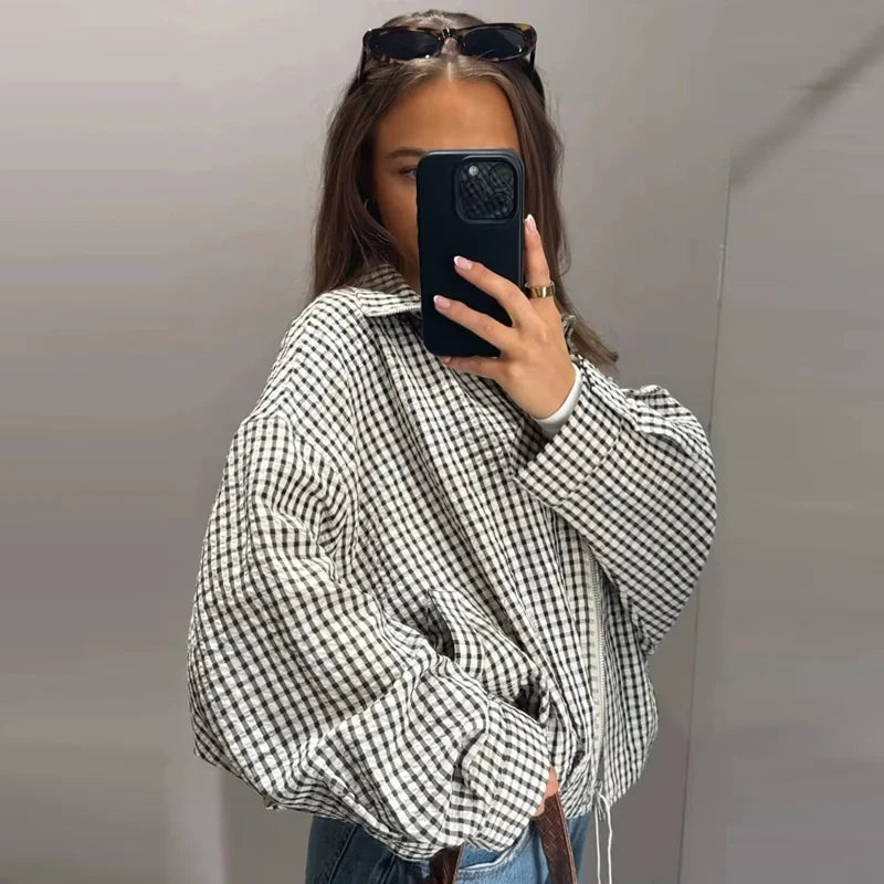 Jaqueta Feminina Bomber | Manga Longa, Cinza, Casual