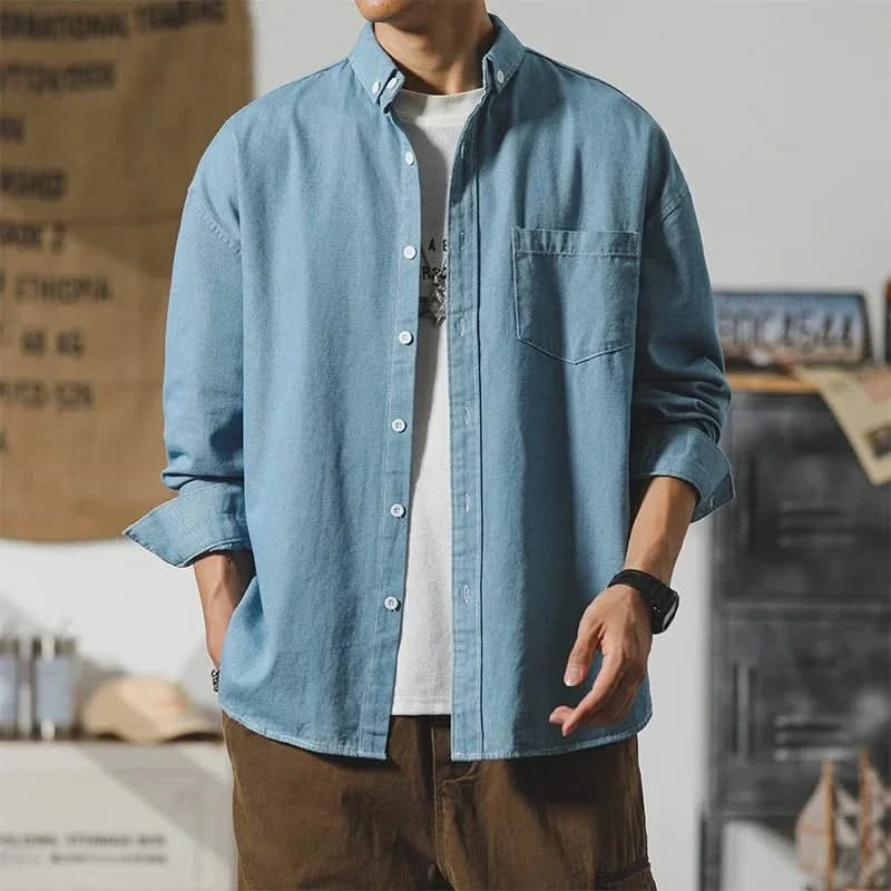 Talia | Camisa Jeans Masculina Desgastada Relaxed