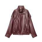 Jaqueta Feminina | Couro Sintético Preto, Oversized Streetwear