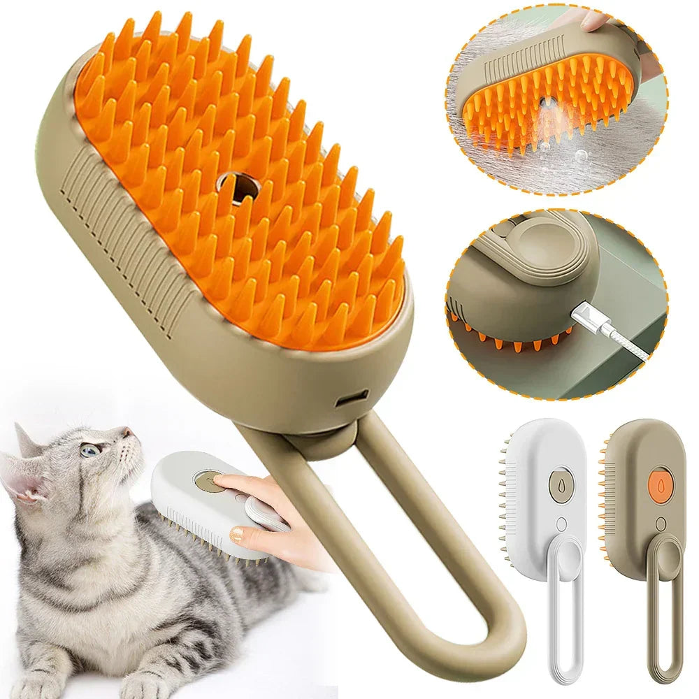 Sage | Escova Elétrica a Vapor 3 em 1 para Animais | Cuidado, Massagem e Remoção de Pelo
