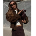 Jaqueta Feminina | Marrom, Bolsos Grandes, Ajuste Slim | Outono 2025