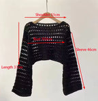 Blusa Tricô Croché | Manga Longa, Cobertura Praia Boho