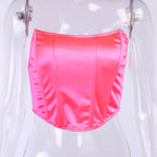 Top Curto Feminino | Sem Mangas, Decote Ombro | Espartilho Sensual
