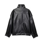 Jaqueta Feminina | Couro Sintético Preto, Oversized Streetwear
