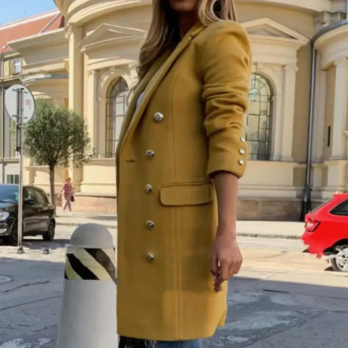 Nova | Casaco Longo Feminino Boutonnée com Bolsos Laterais