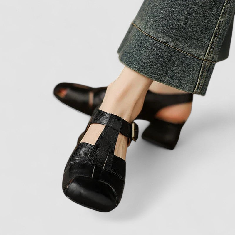 Anouk | Sapatos Mary Jane Femininos Salto Bloco Bico Quadrado Ortopédico