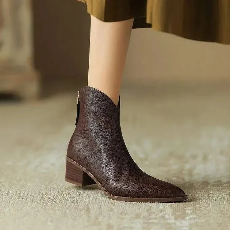 Vianne | Botas Femininas Couro Vegano Bico Fino Tornozelo