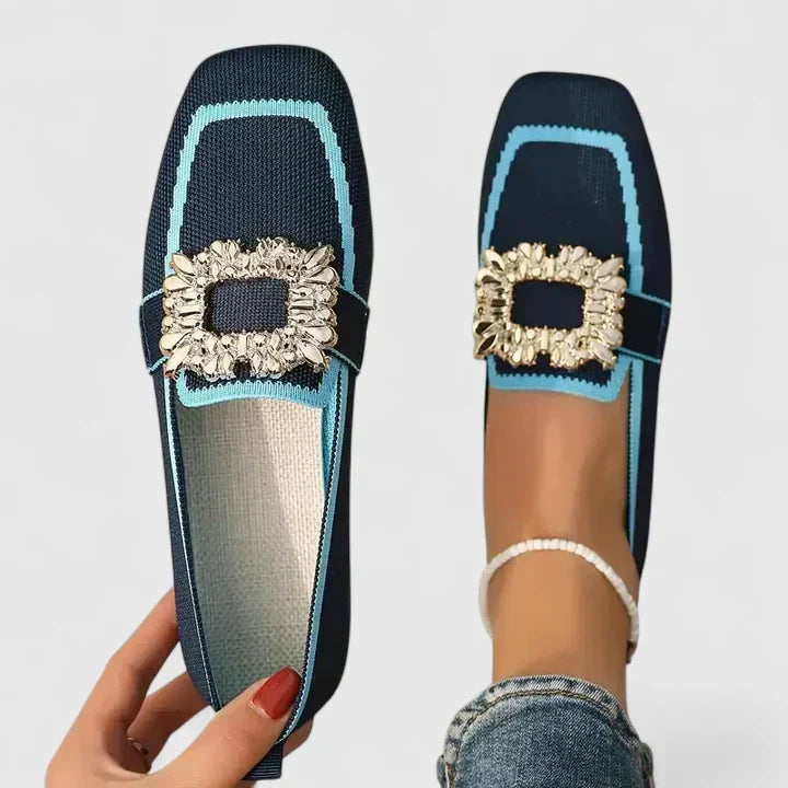 Marlow | Mocassins Femininos Bico Quadrado com Tira Decorativa