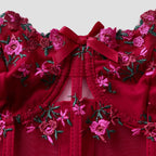 Ottoline | Mulher Top Corset Bordado Floral com Renda