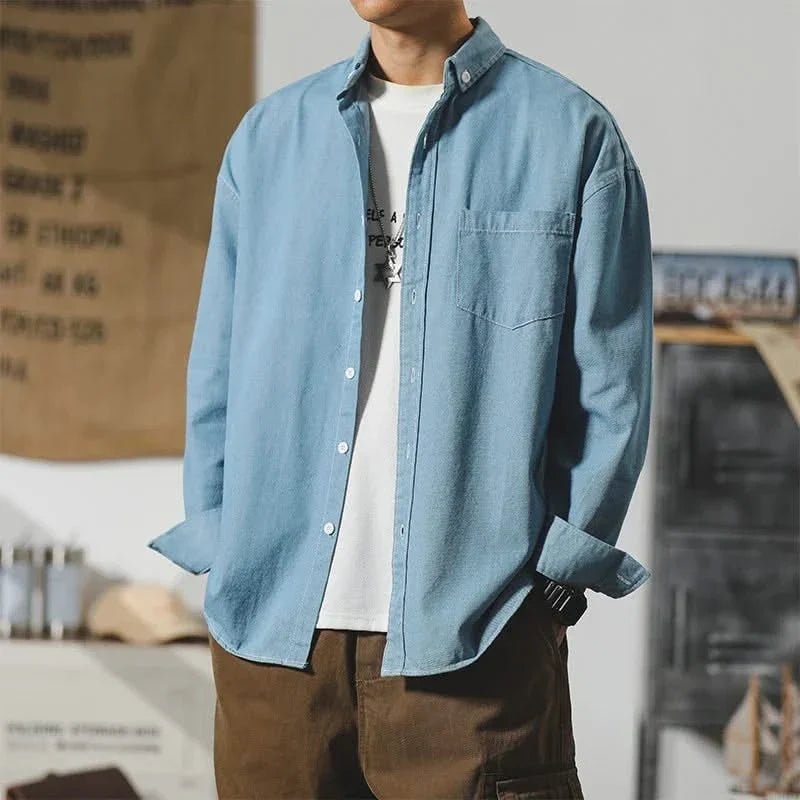 Talia | Camisa Jeans Masculina Desgastada Relaxed