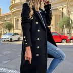 Nova | Casaco Longo Feminino Boutonnée com Bolsos Laterais