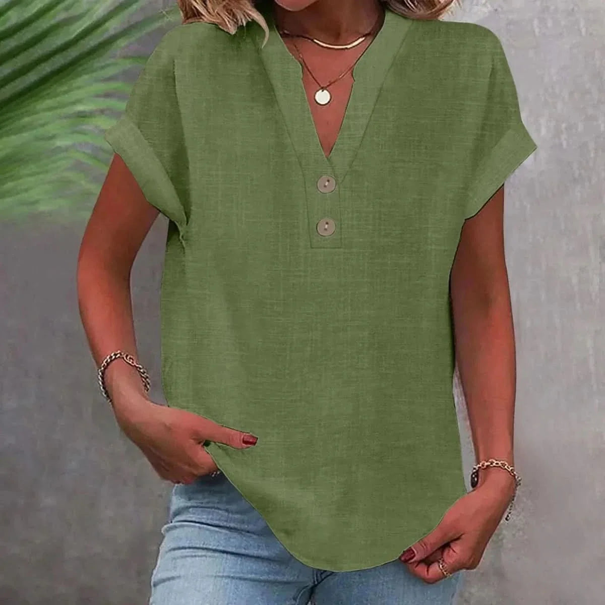 Ottoline | Mulher Camisa Linho Decote V