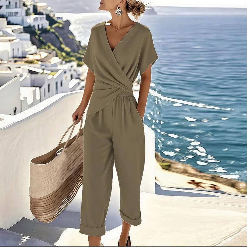 Tessa | Conjunto Feminino 2 Peças Calça Pantalona e Top Transpassado