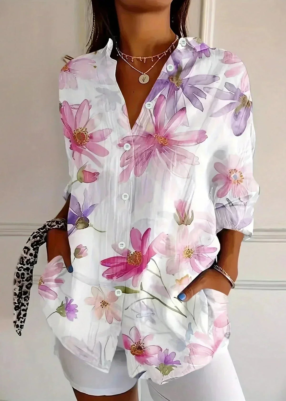 Calla | Blusa Feminina Algodão Estampada Botões