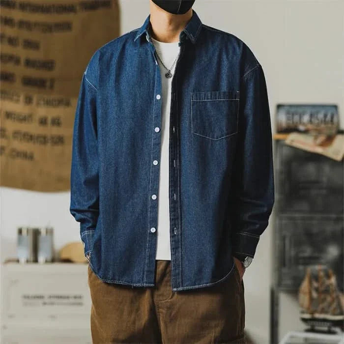 Talia | Camisa Jeans Masculina Desgastada Relaxed