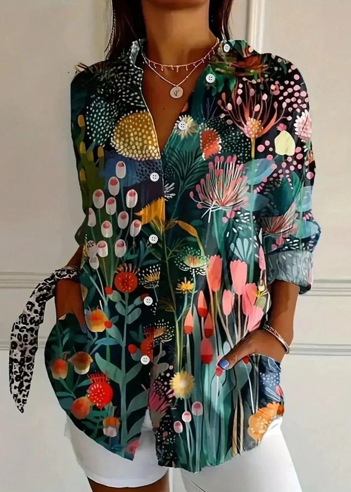 Calla | Blusa Feminina Algodão Estampada Botões