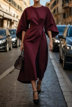 Birdie | Vestido Feminino Mangas Bufantes Cintado