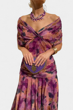 Vestido Comprido Mulher | Decote em V, Cintura Definida | Fluido