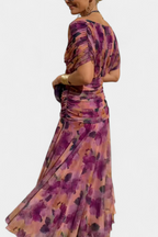 Selene | Vestido Floral Feminino Decote V Saia Longa