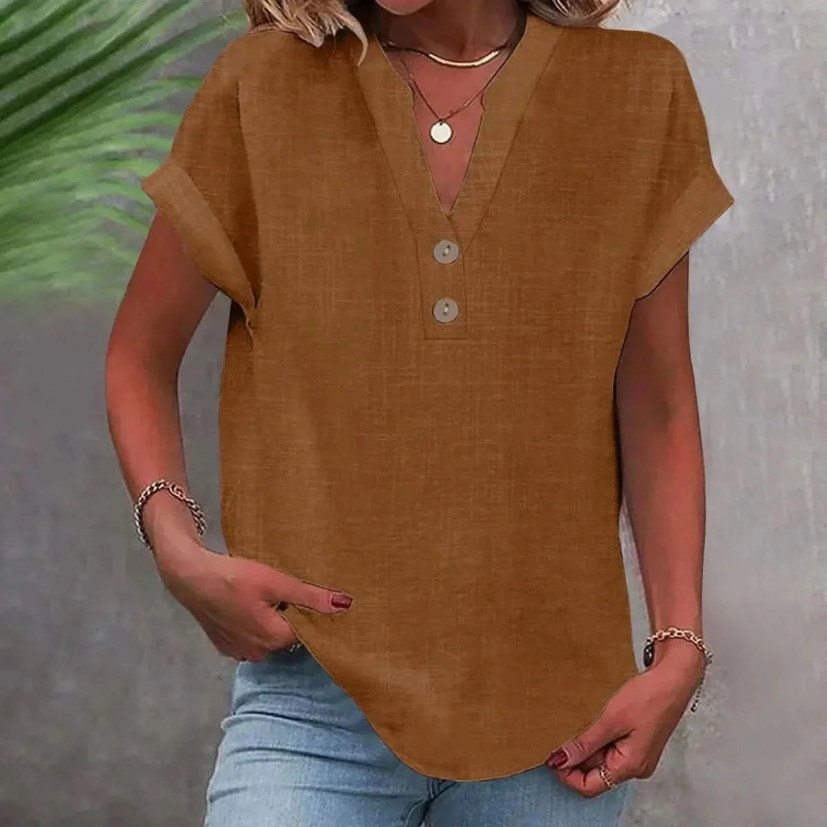 Ottoline | Mulher Camisa Linho Decote V