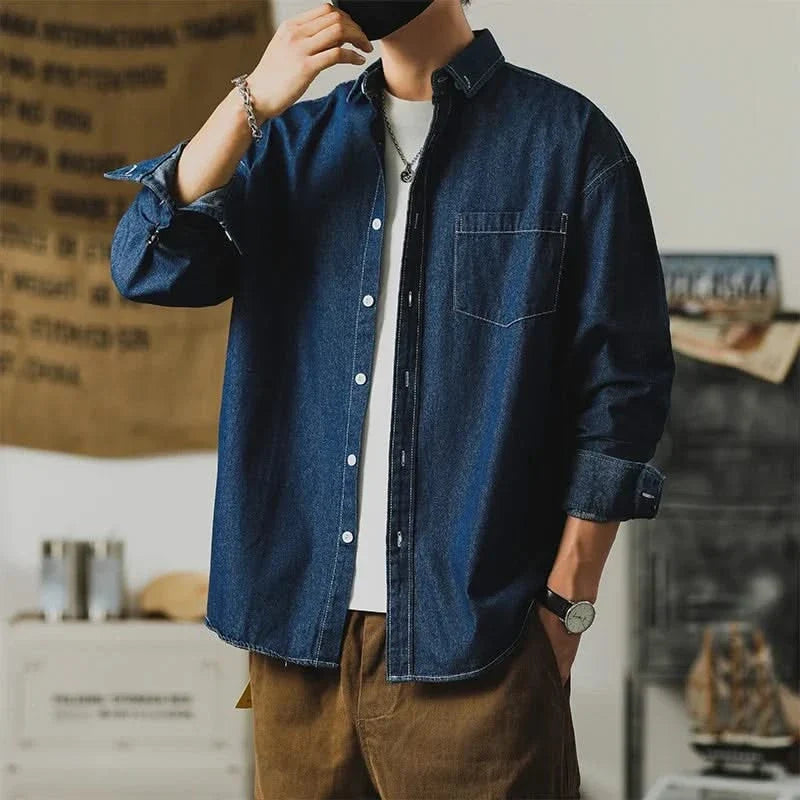 Talia | Camisa Jeans Masculina Desgastada Relaxed