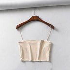 Blusa Curta Feminina | Regata Sem Mangas Elástica de Algodão