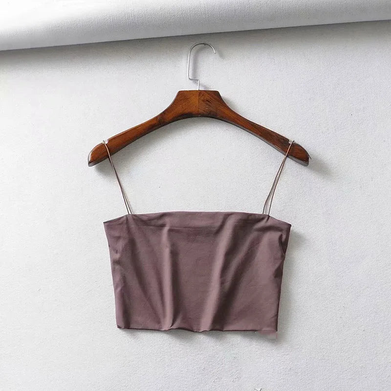 Blusa Curta Feminina | Regata Sem Mangas Elástica de Algodão