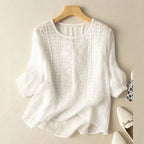 Blusa feminina bordada relaxed fit corte fluido confortável