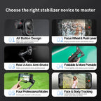 Sorrel | Gimbal Estabilizador Smartphone 3 Eixos | AI Tracking, Deteção Facial | Bluetooth, Leve