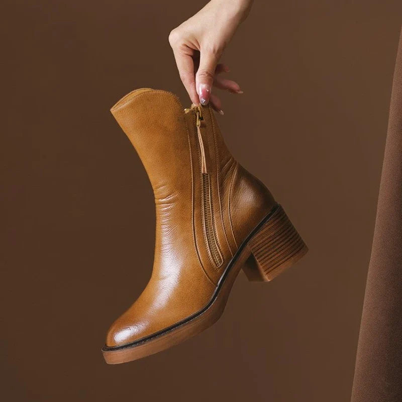 Botins de Salto Alto com Fecho de Correr