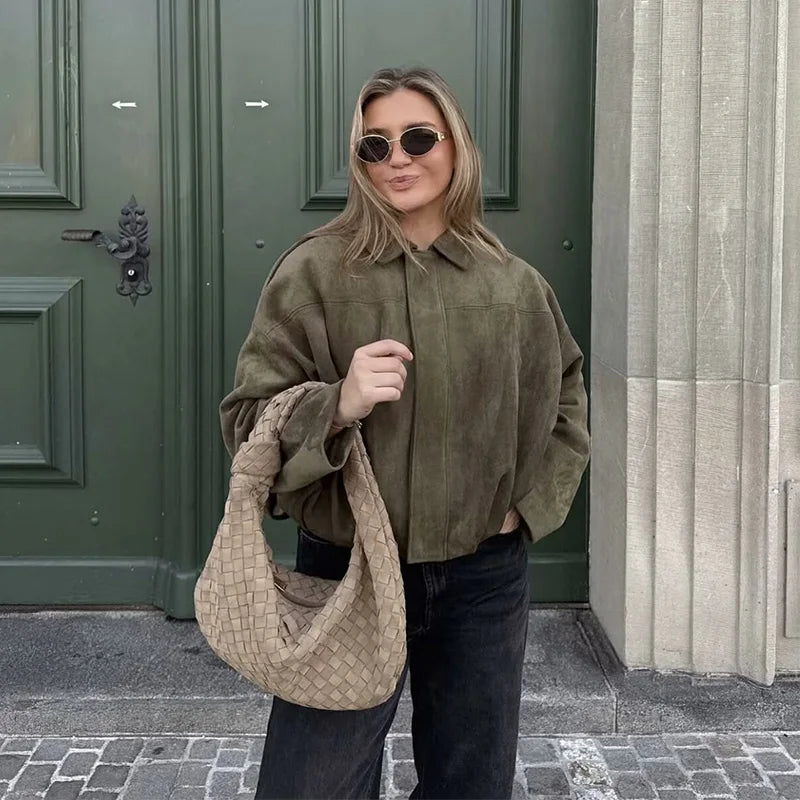 Casaco Bomber Mulher | Gola Virada, Mangas Compridas | Vintage